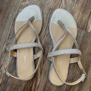 Silver Solanz sandals, size 9